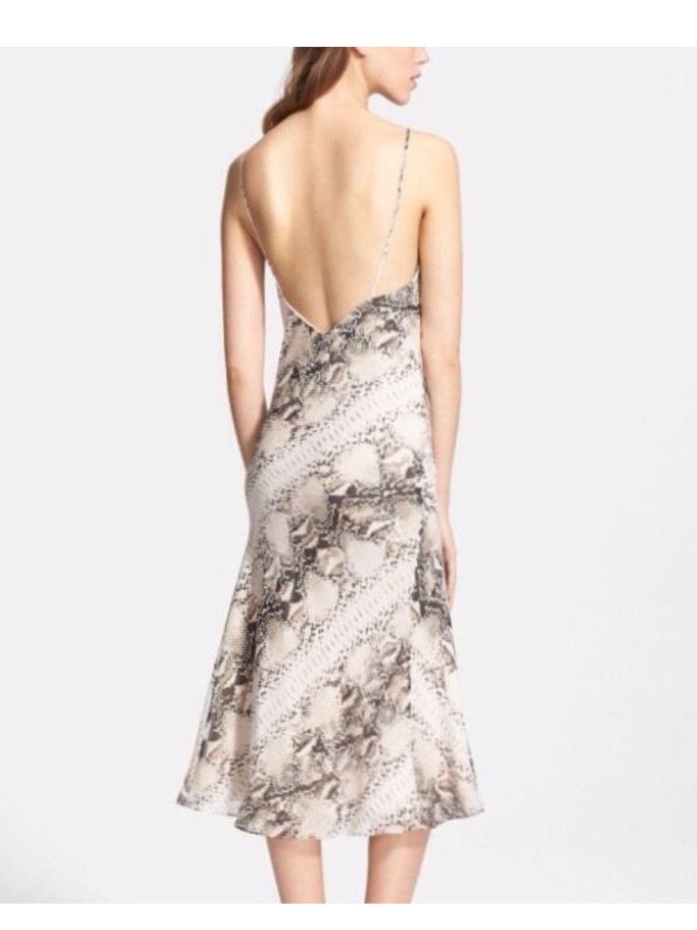 Haute Hippie Silk Snake-Print Ruffle Slip Midi Dress size Large - Picture 4 of 14